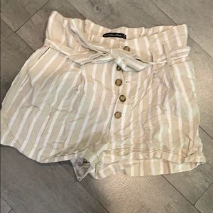 Striped high waste shorts